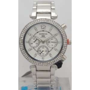   Quartz Watch Chronograph style Look Silver Band With Rhinestone MK5353