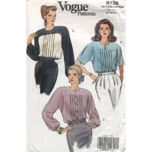  Vogue Blouse Shirt Sewing Pattern # 8138 