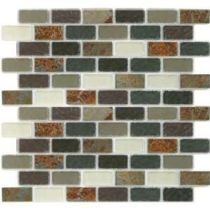  Glass Mosaic Tile 1X2 with 8mm thickness, 12X12 sheet 
