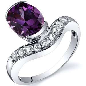 Channel Set 2.75 carats Alexandrite Diamond CZ Ring in Sterling Silver 