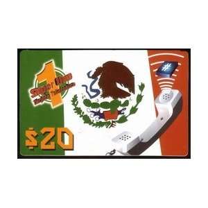 Collectible Phone Card $20. Super Uno Close Up Of Mexican Flag 