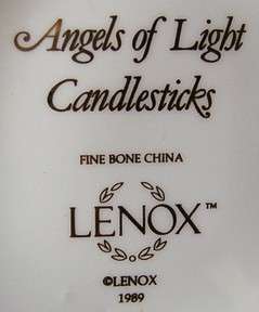 GORGEOUS LENOX BONE CHINA PAIR ANGELS OF LIGHT CANDLESTICKS WITH 