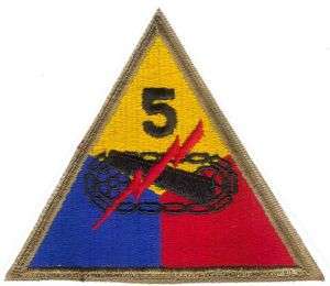 US ARMY 5TH ARMORED DIVISION PATCH   ORIGINAL WWII ERA  