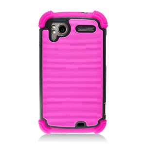 For HTC Sensation 4G/XE Armor 3IN1 Hybrid Pink Silicone Black Case 