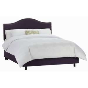   Button Arc Bed in Velvet Aubergine Size California King Furniture