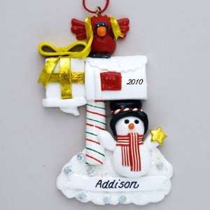  Mailbox with Snowman Personalized Christmas Ornament