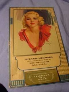 Vintage 1938 J. Erbit Sample Pin Up Calendar  