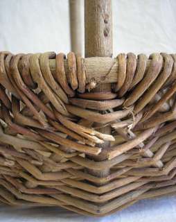 OLD BASKET FROM FRENCH MARKET WOVEN GRAPE VINE HANDLE  
