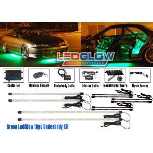    10pc Green Wireless Led Underbody & Interior Kit Automotive