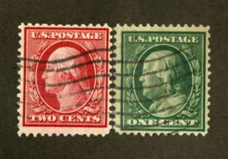US Stamps # 357 8 Washington Franklin XF USED  
