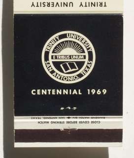 1969 Matchbook 100th Trinity University San Antonio TX  