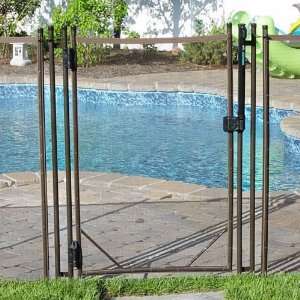 Safety Pool Fence , CHILDGUARD 4 Left Hand Hinged Gate, Brown Pole 