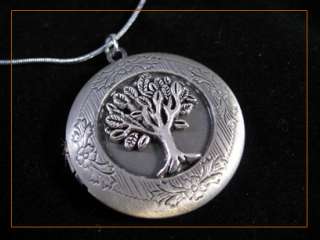 Tree Of Life Vintage Antique Silver Tone Picture Locket Charm Pendant 