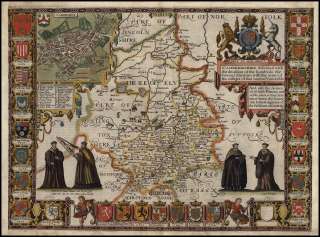 Reproduction Antique Map of County of Cambridgeshire, by John Speed 