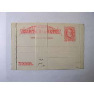   , Carta Bilhete, Unused, 1889, Dom Pedro, 80 Reis 