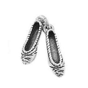    Sterling Silver Three Dimensional Moccasin Shoes Charm Jewelry
