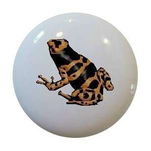    Orange Black Frog Ceramic Cabinet Drawer Pull Knob 