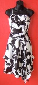 WHITE HOUSE BLACK MARKET b/w silky scarf dress NWT 0  