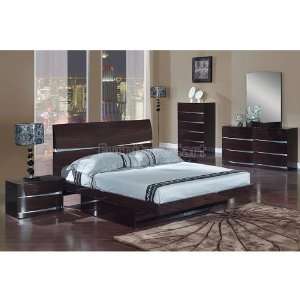   Furniture Aurora Glossy Wenge Platform Bedroom Set (Full) AURORA W FB