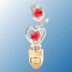  Chrome Rose Heart Night Light   Red Swarovski Crystal 