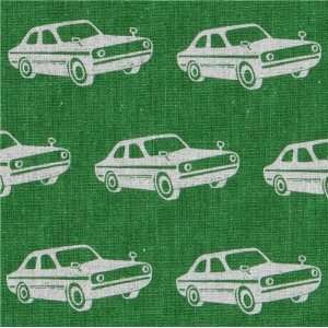  echino canvas designer fabric cars green from Japan (Sold 
