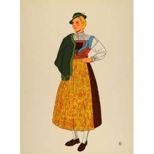  1939 Tyrolean Costume Woman Buchenstein Austria Litho 