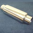 14 x 6 Round Polished Stainless Steel Muffler 4 In / 4 Out / Gas 