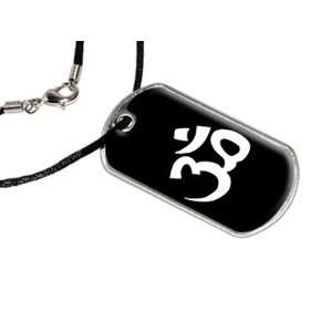  Om Aum Yoga   Military Dog Tag Black Satin Cord Necklace 