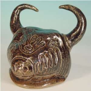 Bull cow Sculpture Rattle, stoneware original hand made