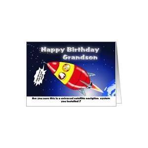  Happy Birthday Grandson Funny space rocket Card Toys 