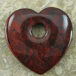  45mm red jasper heart gogo donut pendant bead