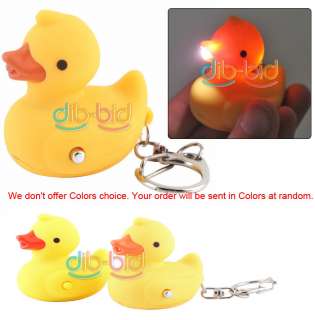 Cute Mini Bright LED Light Rubber Duck Pattern Keychain  