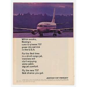  1968 Boeing New 737 Twinjet Jet Print Ad (17631)