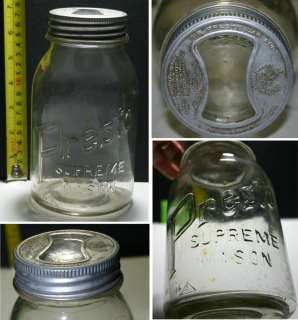 Old Presto Supreme Mason Jar Glass see thru GH Good Housekeeping zinc 