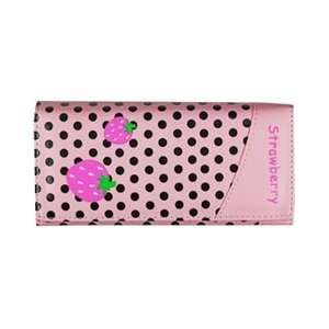  Pink Strawberry Polka Dot Large Folding Wallet Patio 