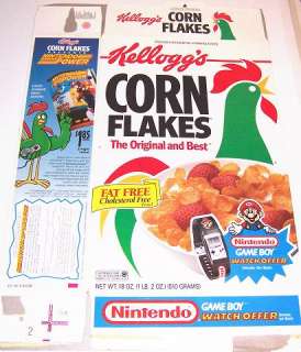1993 Corn Flakes Nintendo Cereal Box dd026  