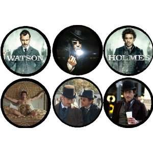   Set of 6 SHERLOCK HOLMES 1.25 MAGNETS Movie Jude Law 