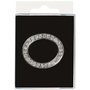  David Tutera Open Rhinestone Slider   Oval   Silver 