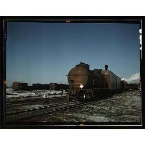  Photo A train or cut being pushed out of a receiving yard 