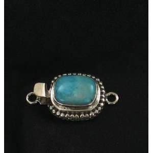  CARICO LAKE TURQUOISE CLASP STERLING BLUE CUSHION 13.5x10 