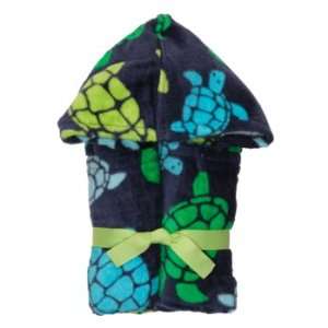   Carters Little Collection Navy Turtle Print Hooded Towel Baby Baby