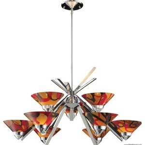  9 Light Chandelier In Polished Chrome And Jasper Glass 