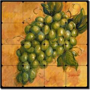 Grapes   Chardonnay by Joanne Morris   Wine Tumbled Marble Tile Mural 