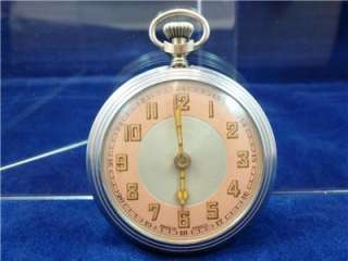 Fancy Unknown Salmon Dial Made In France Art Deco Pocket Watch  
