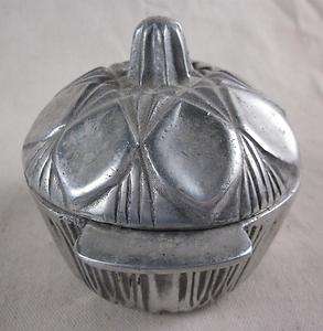 Pewter Aluminum Lidded Artichoke Covered Dish Vegetable CUTE Vintage 