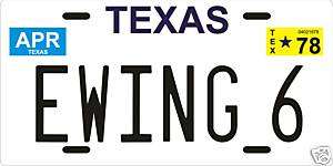 Pam Ewing 6 Dallas TV show 1978 Texas License plate  