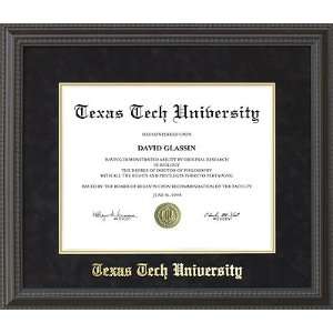  Texas Tech Diploma Frame with Black Suede Mat & Gold 