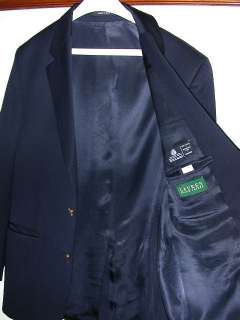 EXC RALPH LAUREN Navy Blue Wool Sport Coat Blazer 40 R  