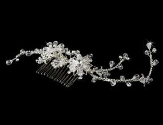 Silver & Crystal Bridal Jewelry & Side Comb Set  
