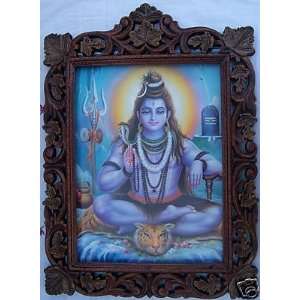  Bhagwan Shiva giving blessing, Poster in Wood Frame 